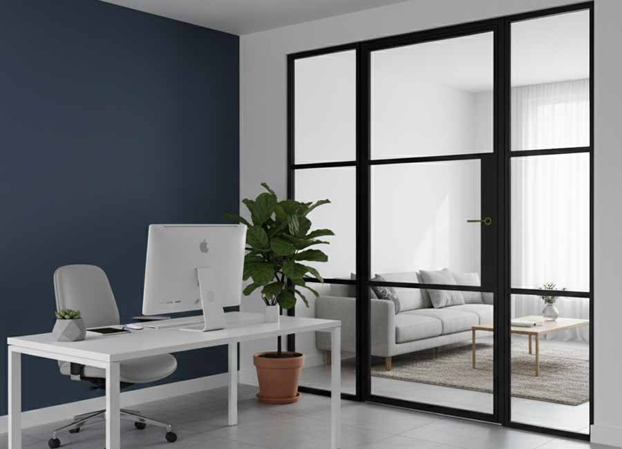 aluminium internal door and side screening