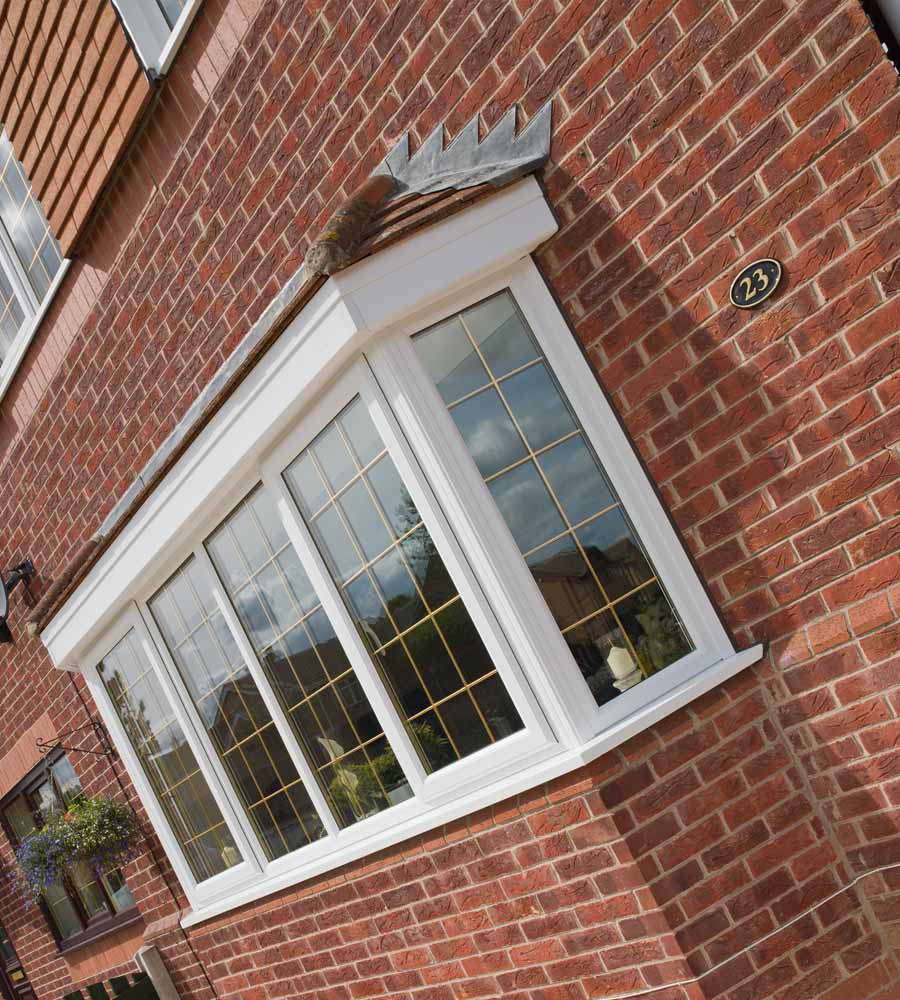 white upvc bay window