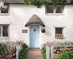 cottage style composite door in duck egg blue