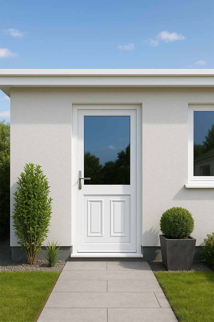 white clinton half glazed upvc back door
