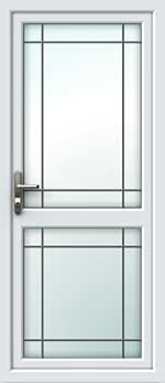 Full Glass Mid Rail Border Square Lead UPVC Back Door