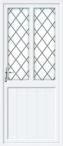 Groove Half Panel Dual Glazed Diamond Lead UPVC Back Door