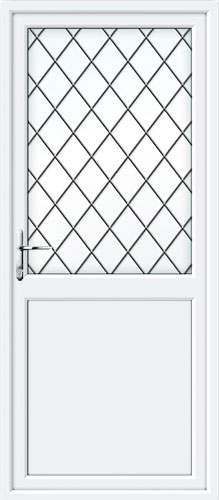 Half Glazed Flat Panel 2xG Style Diamond Lead UPVC Back Door