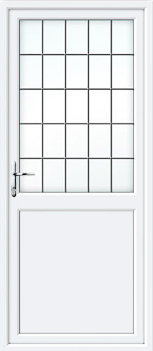 Half Glazed Flat Panel (2xG Style) Square Lead UPVC Back Door
