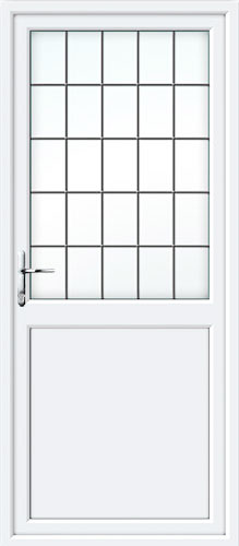 Half Glazed Flat Panel 2xG Style Square Lead UPVC Back Door
