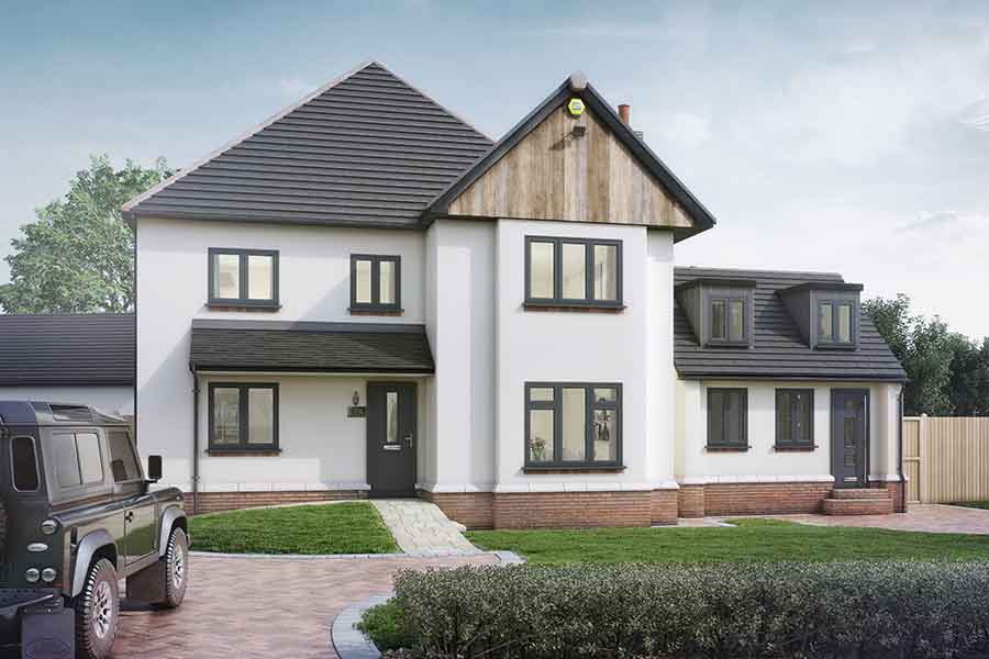 grey upvc flush casement windows on a modern house