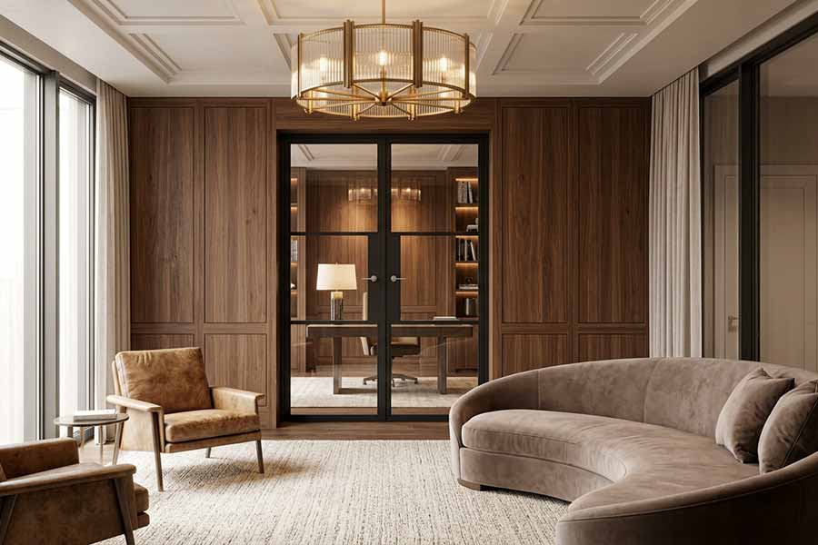 black internal korniche french doors modern style