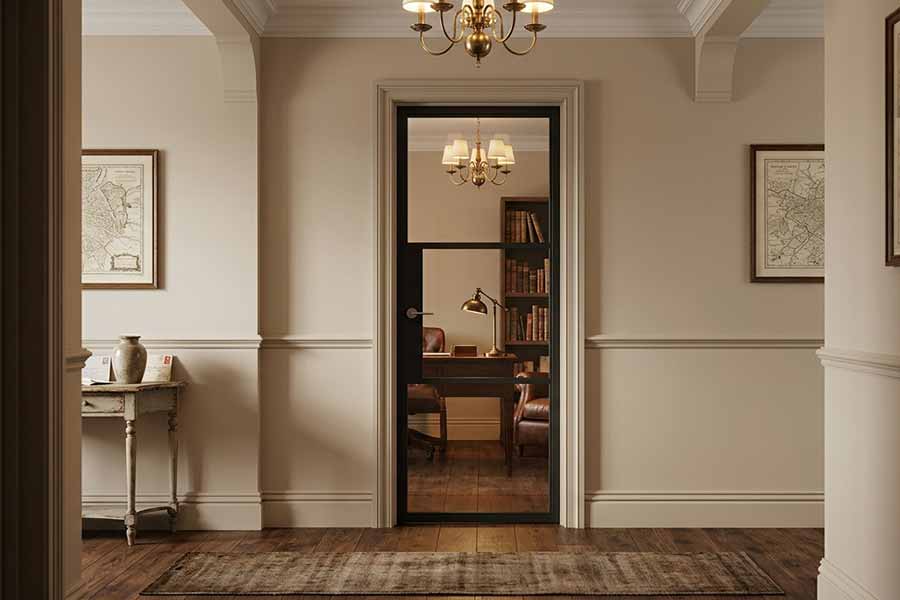 black internal korniche single door traditional style