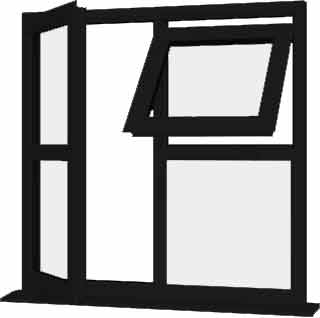 Black UPVC Window Style 124