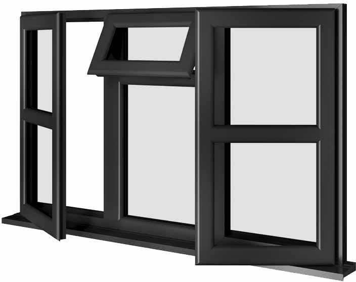 Black UPVC Window Style 122
