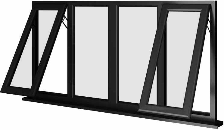 Black UPVC Window Style 55