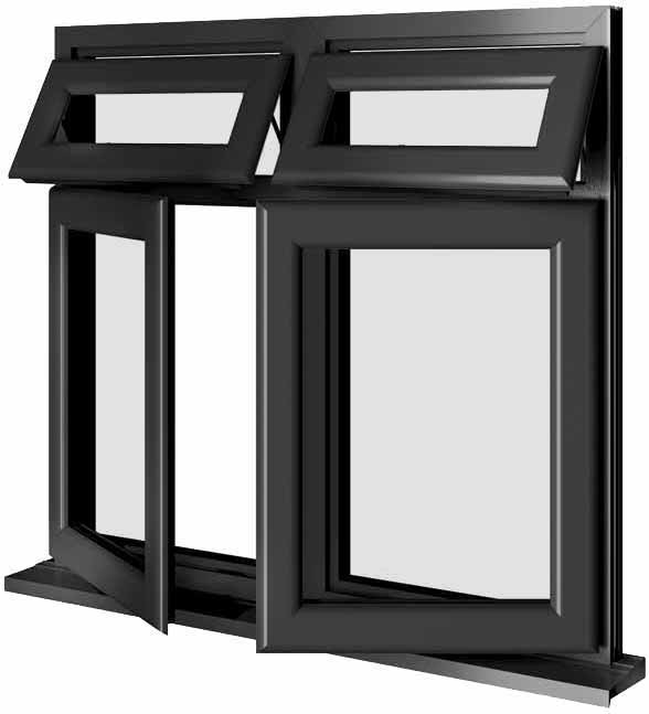 Black UPVC Window Style 65