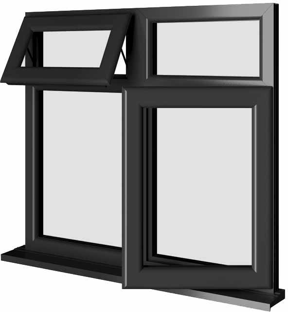 Black UPVC Window Style 68