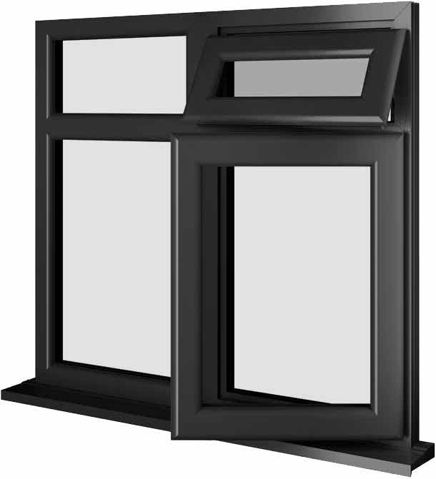 Black UPVC Window Style 70